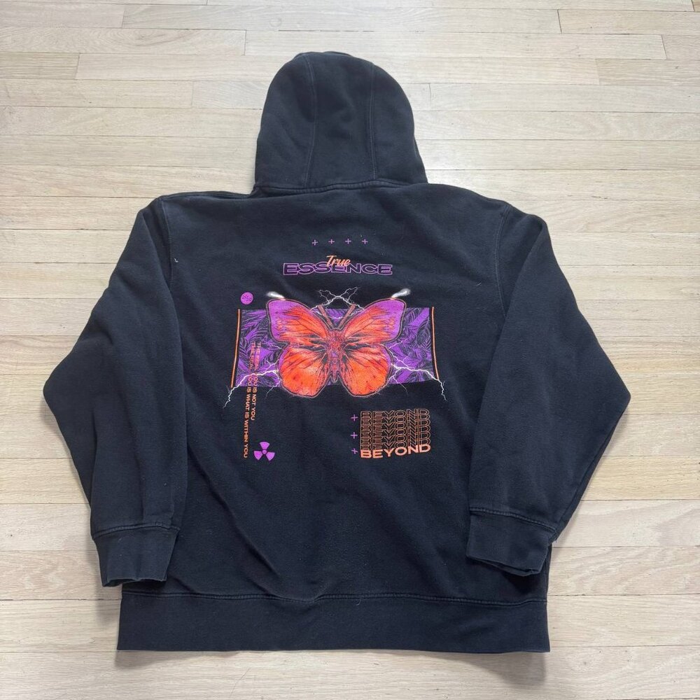 Vintage Vitriol True Essence Butterfly Oversized Hoodie Black L